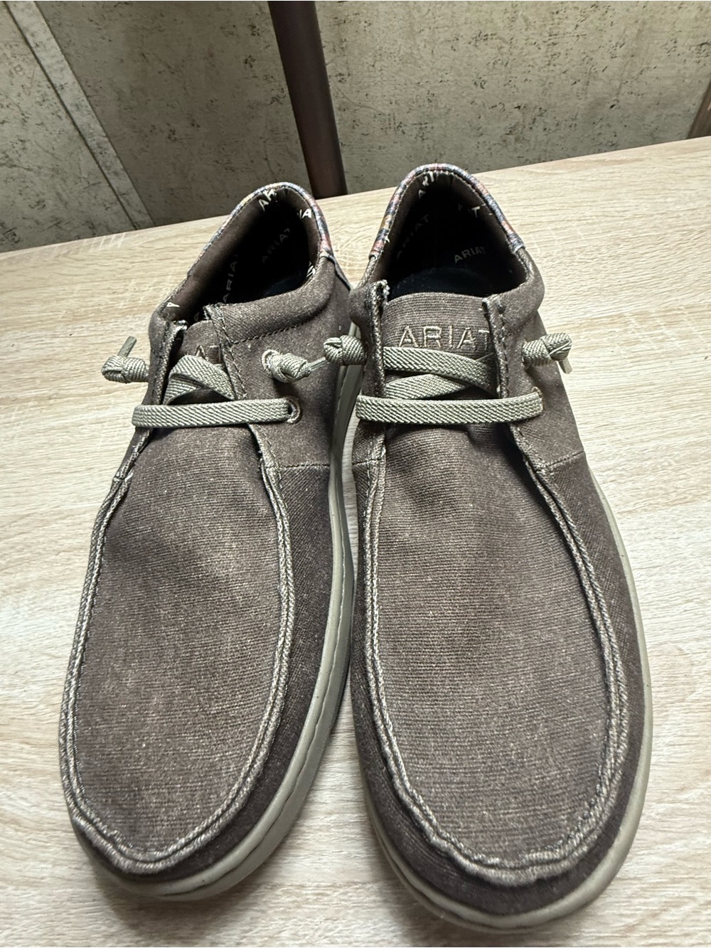 Ariat Men's Canvas Slip-On Loafers in Brown and Tan